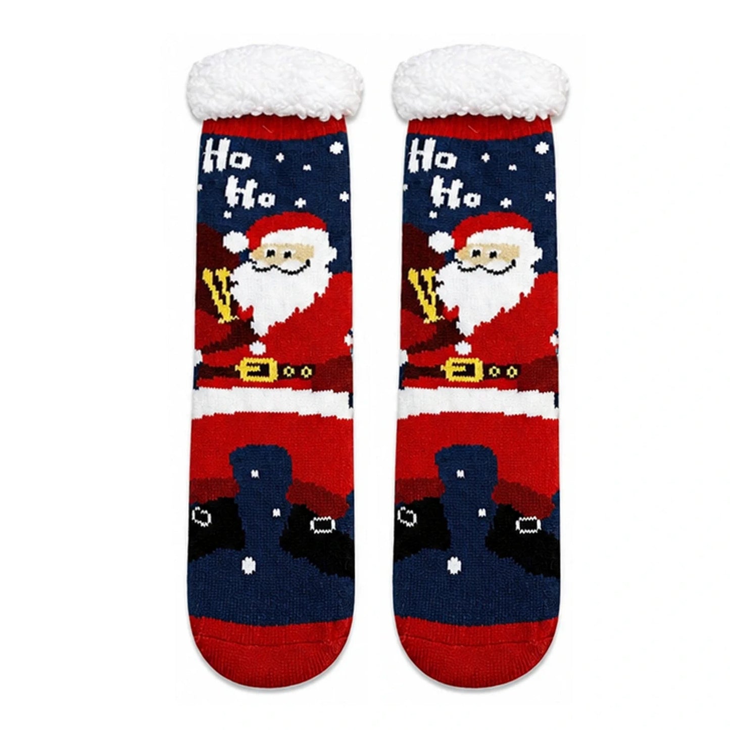 Slipper Socks | Sherpa Lined Santa Claus – Red