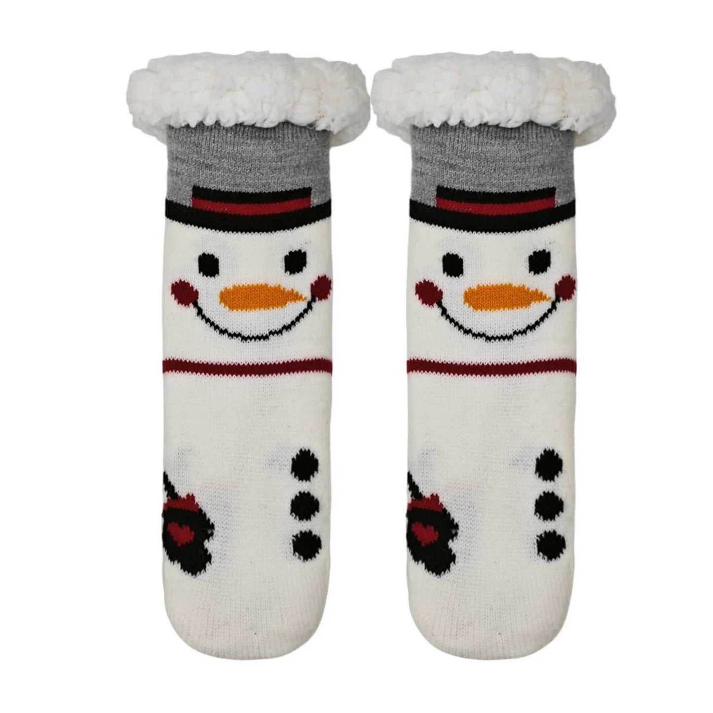 Slipper Socks | Smiling Snowman for Kids – White