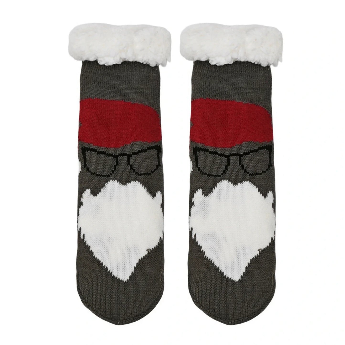 Slipper Socks | Cool Santa Face for Kids – Charcoal