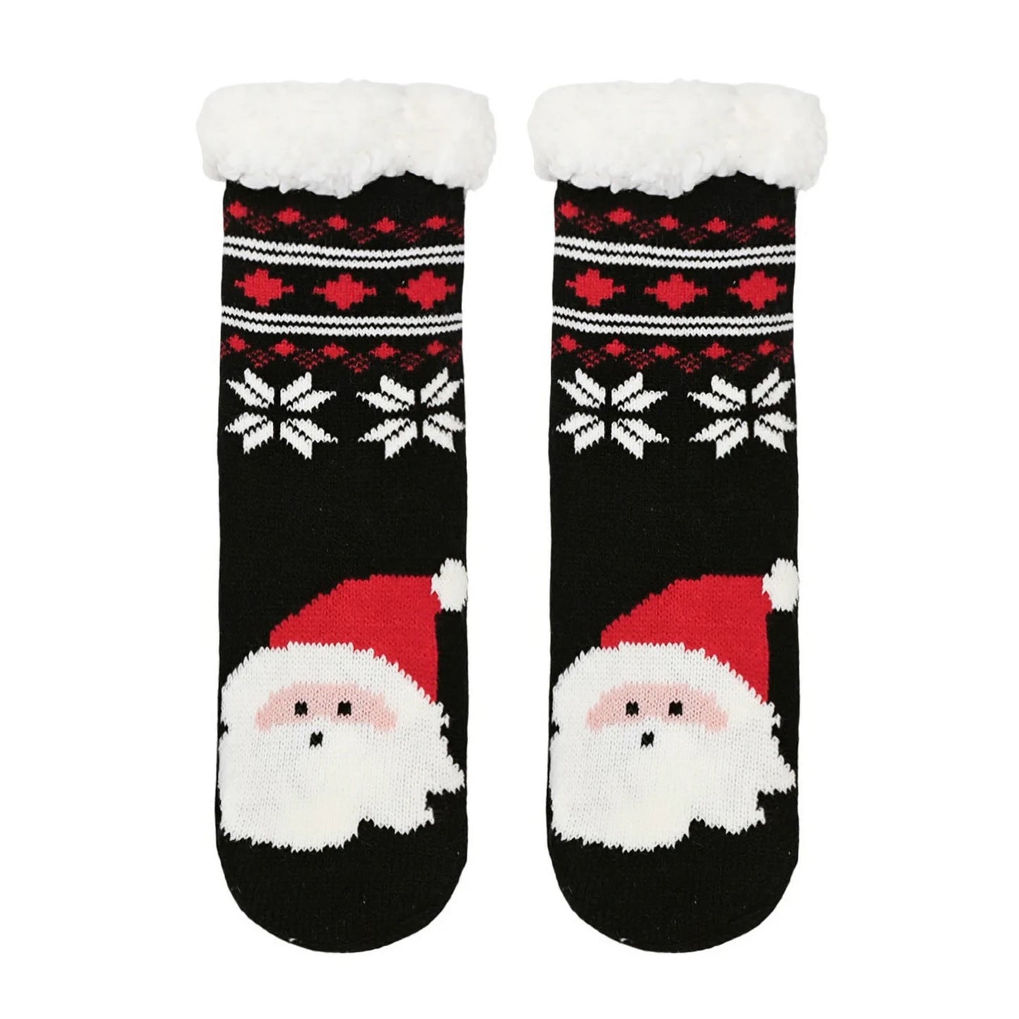 Slipper Socks | Santa Face for Kids – Black