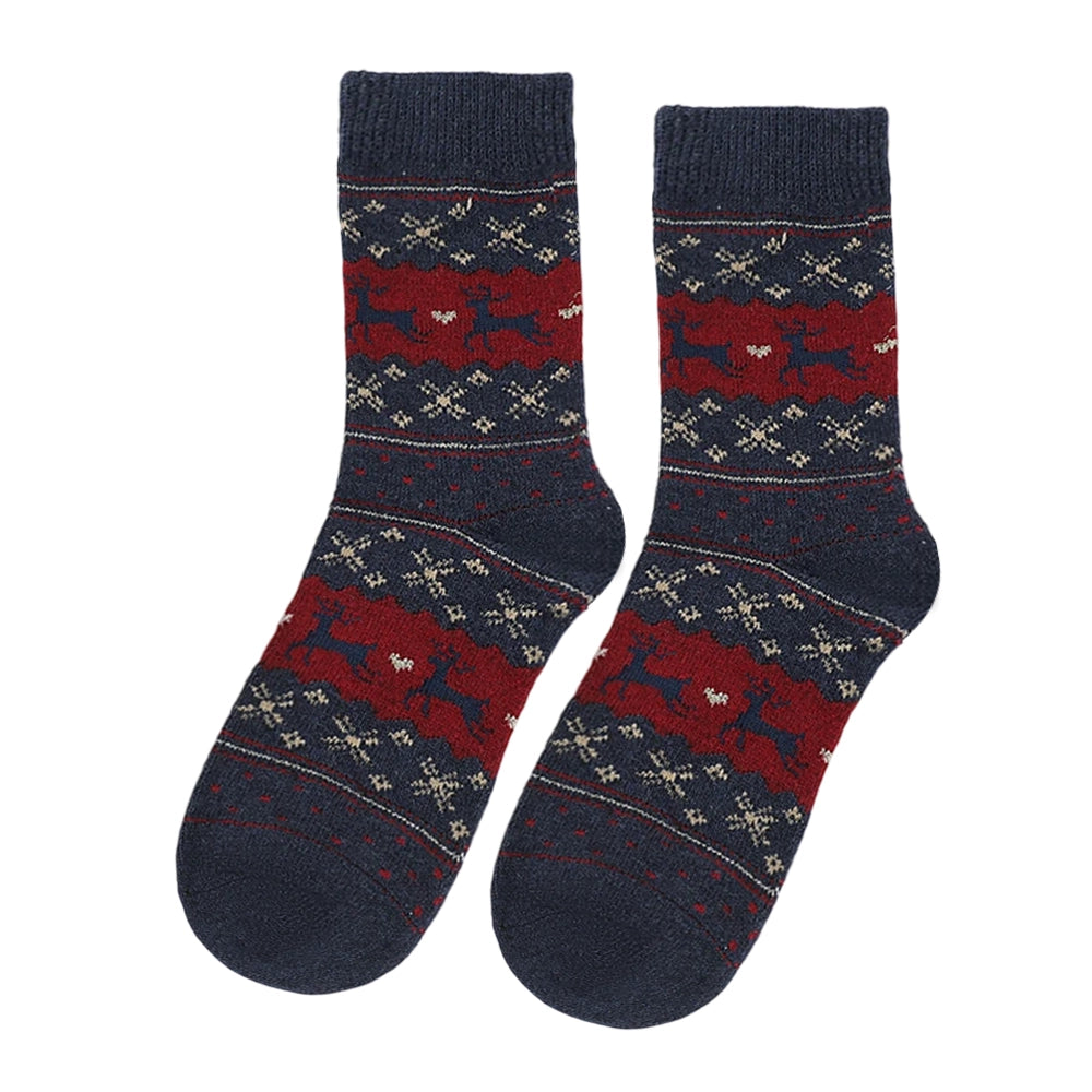 Christmas Socks | Nordic Reindeer Fair Isle – Navy & Red