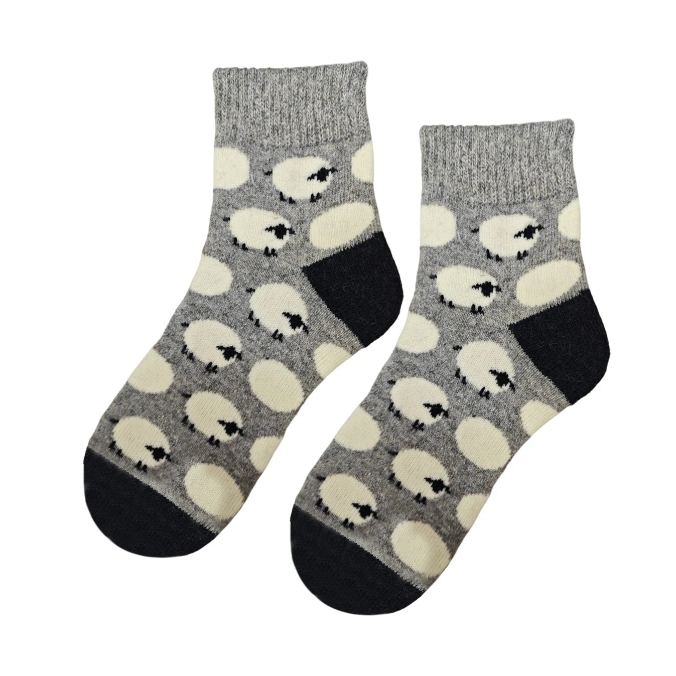 Ladies Socks | Sheep Pattern Ankle Socks – Grey