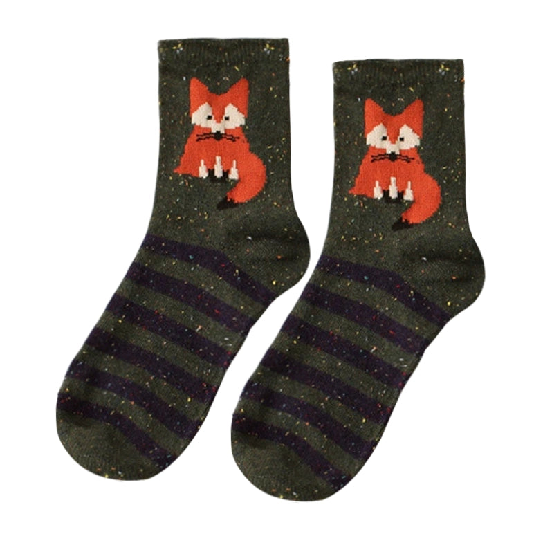 Unisex Socks | Fox & Stripe Design – Green