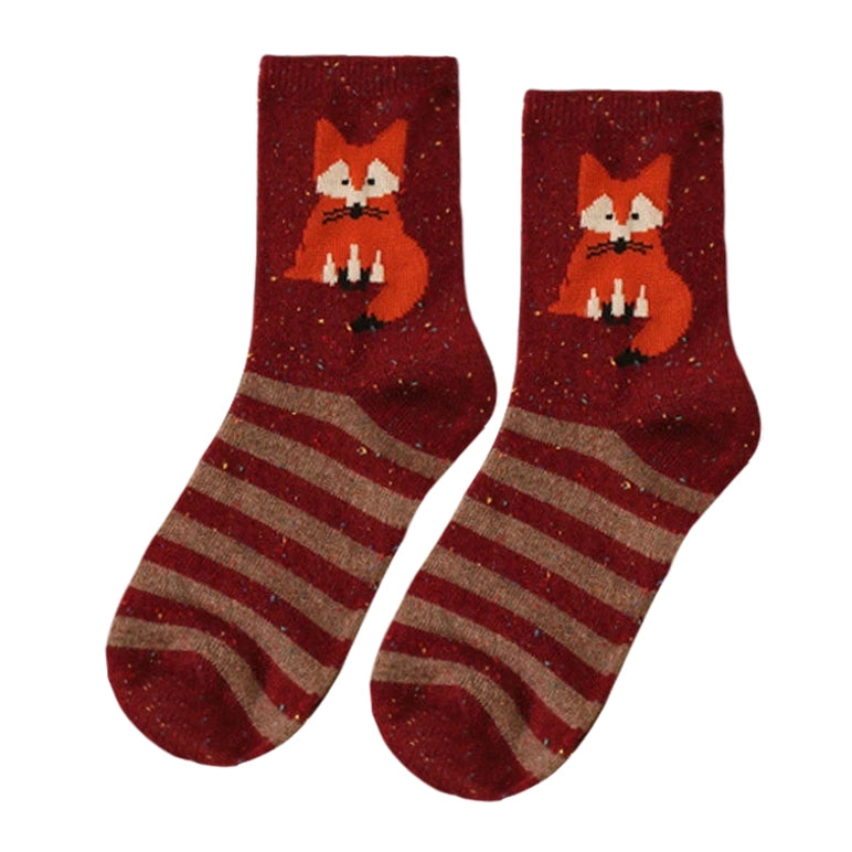 Unisex Socks | Fox & Stripe Design – Red
