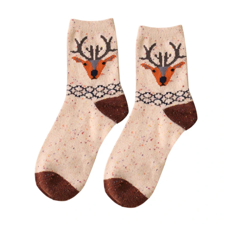 Unisex Socks | Deer Pattern – Beige
