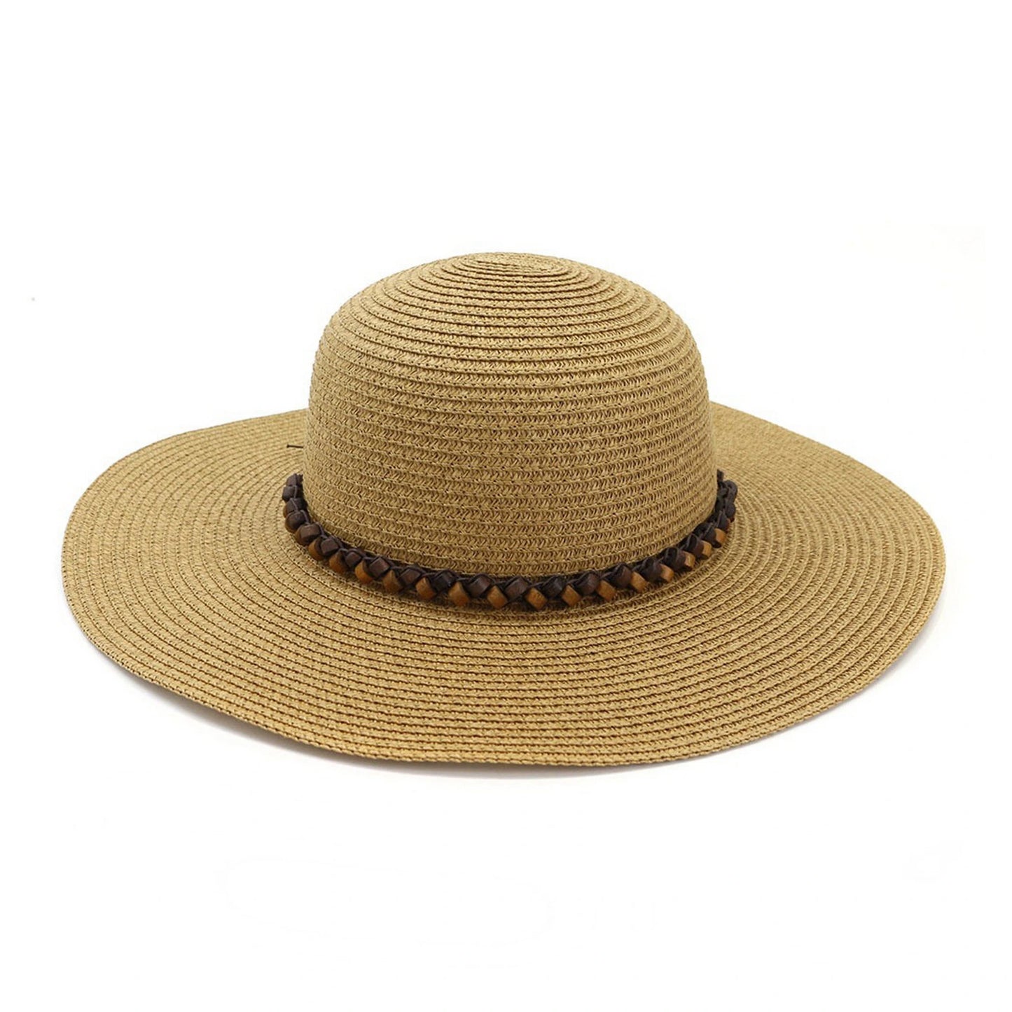 Wide Brim Straw Hat | Braided Leather Band – Natural
