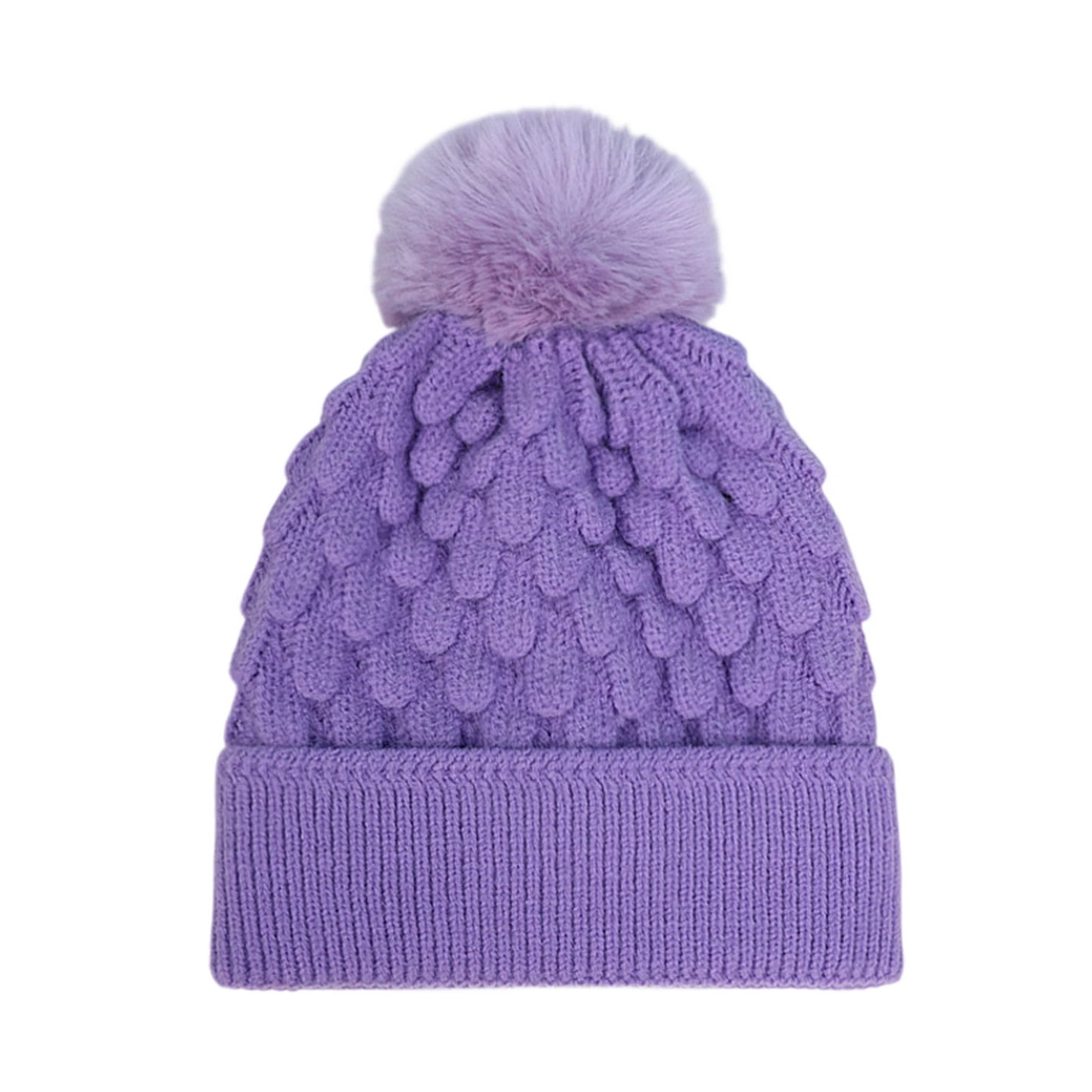 Bobble Hat | Textured Bubble Knit – Lilac