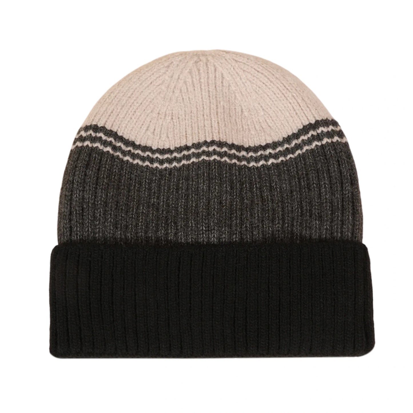 Ski Hat | Colour Block Rib Knit – Black