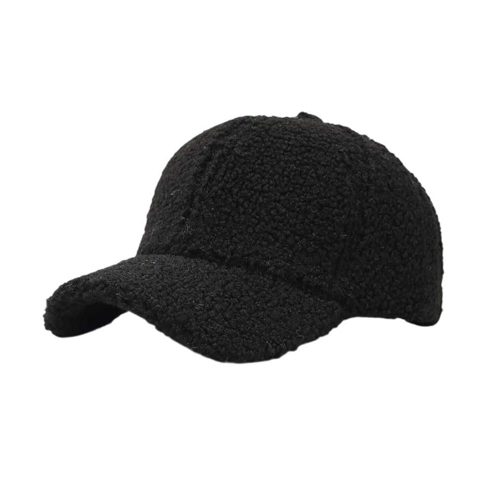Fashion Hat | Teddy Fleece Baseball Cap – Black