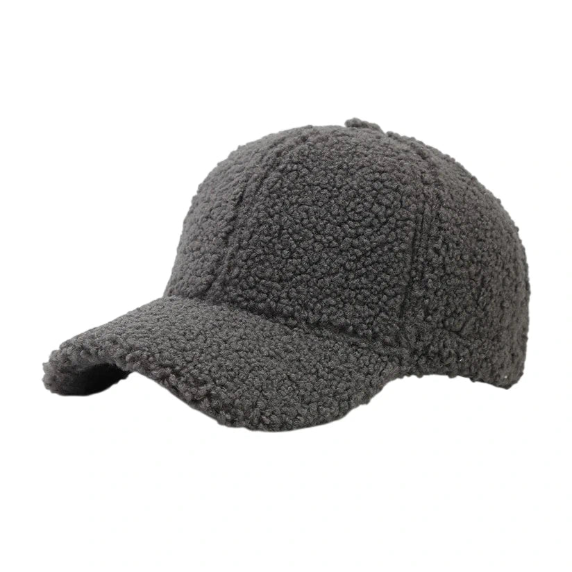 Fashion Hat | Teddy Fleece Baseball Cap – Charcoal Grey