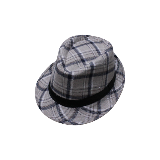 IGO2508314 Gray Plaid Band Trilby Hat