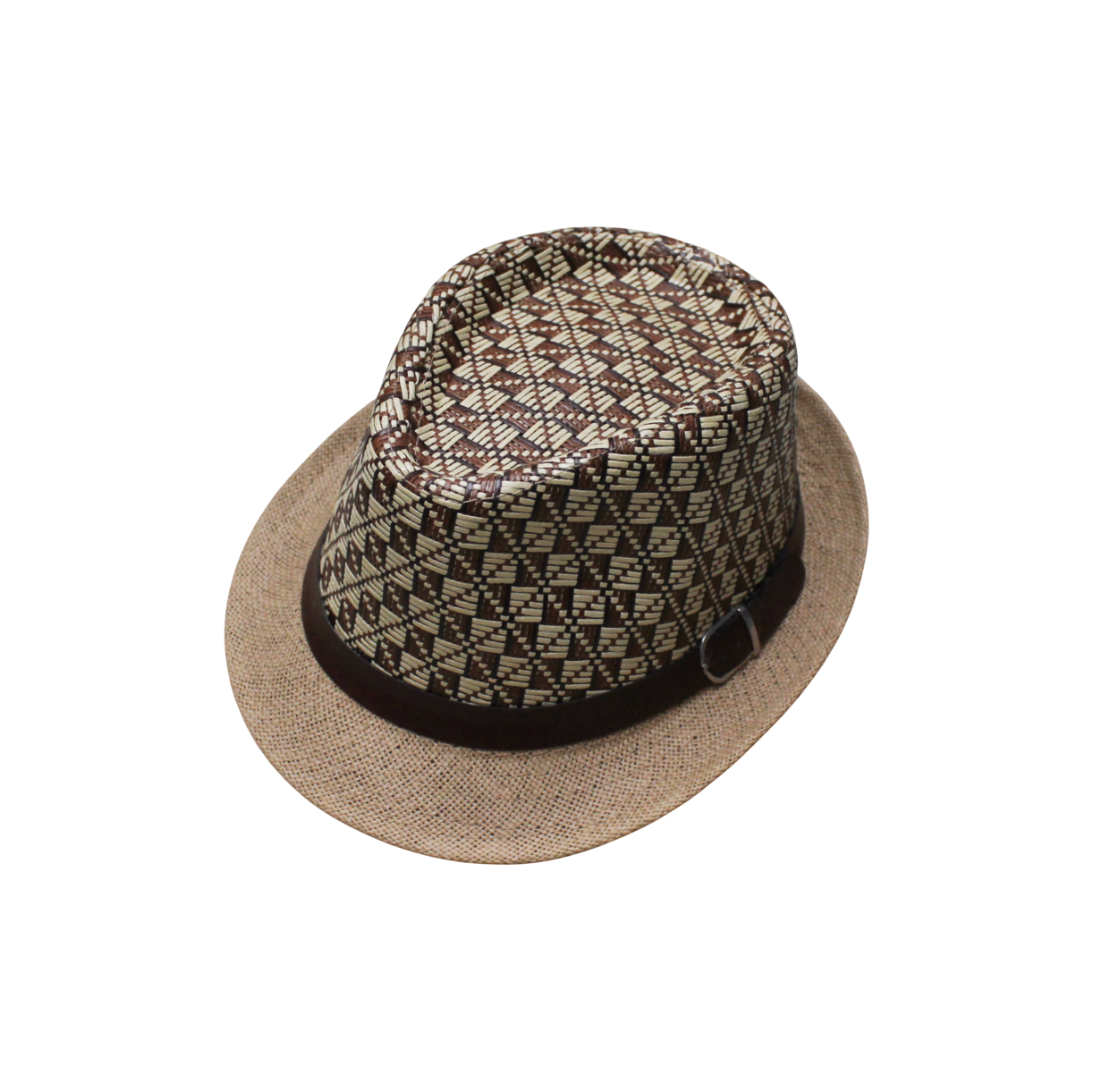 IGO2508315 Geometric Pattern Belt - Buckle Trilby Hat