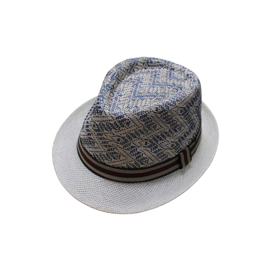 IGO2508317 Blue - Pattern Ribbon Trilby Hat
