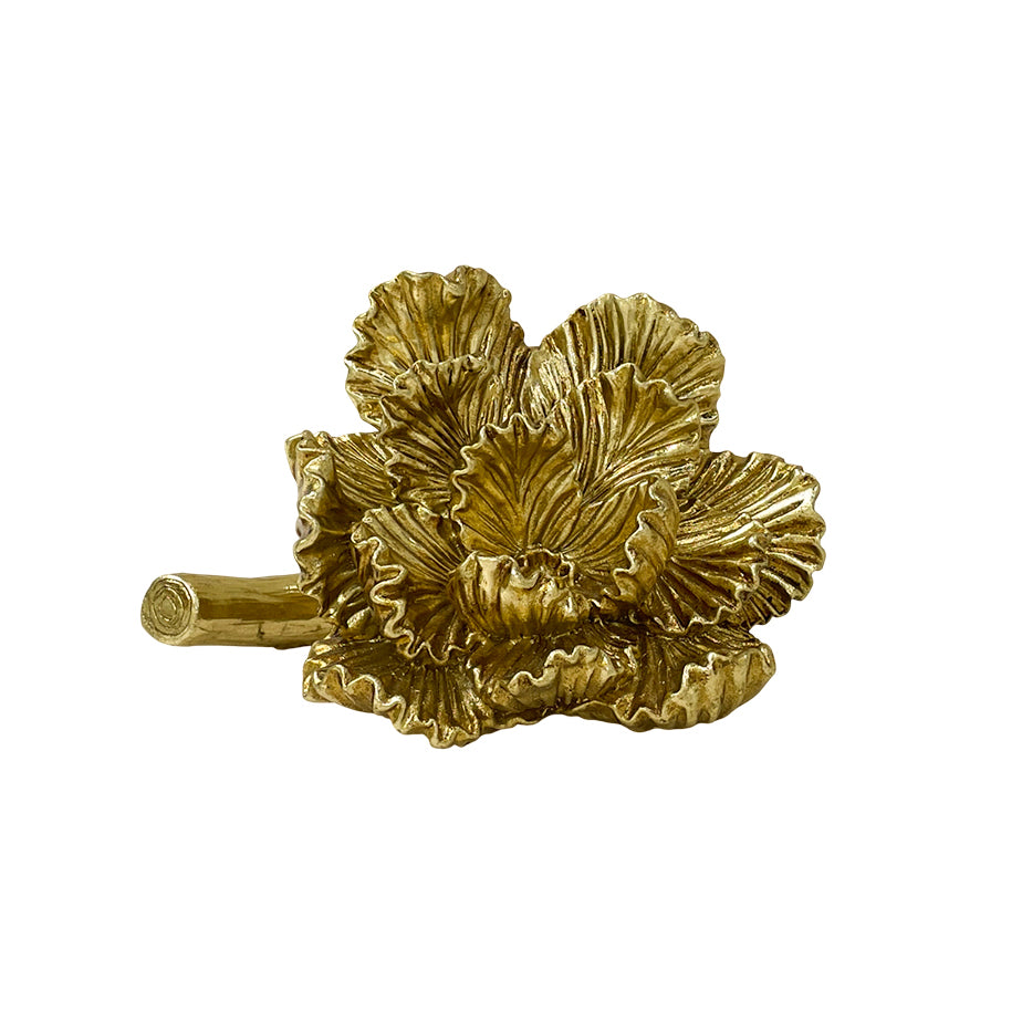 【Pre-order: 30-day lead time | MOQ: 120 units】Gold color Layered Peony Resin Candle Holder | Artistic Home Collection