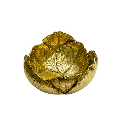 【Pre-order: 30-day lead time | MOQ: 120 units】Gold color Petal-Textured Resin Tray | Artistic Home Collection