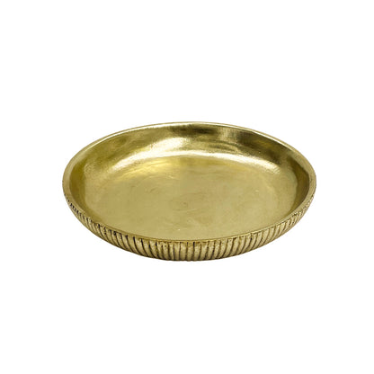 【Pre-order: 30-day lead time | MOQ: 120 units】Gold Color Ribbed Round Resin Tray | Artistic Home Collection