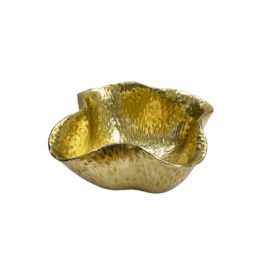 【Pre-order: 30-day lead time | MOQ: 120 units】Gold color Hammered Petal Resin Tray | Artistic Home Collection