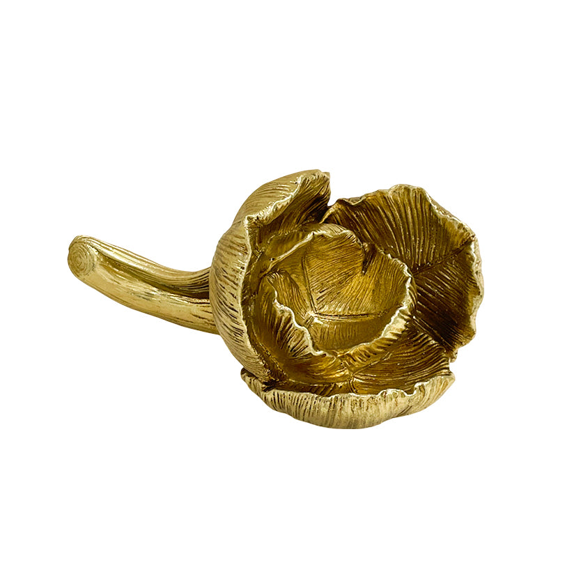 【Pre-order: 30-day lead time | MOQ: 120 units】Gold color Tulip - Shaped Resin Candle Holder | Artistic Home Collection