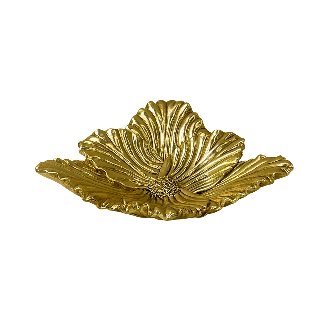 【Pre-order: 30-day lead time | MOQ: 120 units】Gold color Floral-Petal Resin Tray | Artistic Home Collection