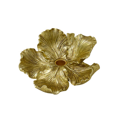 【Pre-order: 30-day lead time | MOQ: 120 units】Gold color Five - Petal Flower Resin Candle Holder | Artistic Home Collection