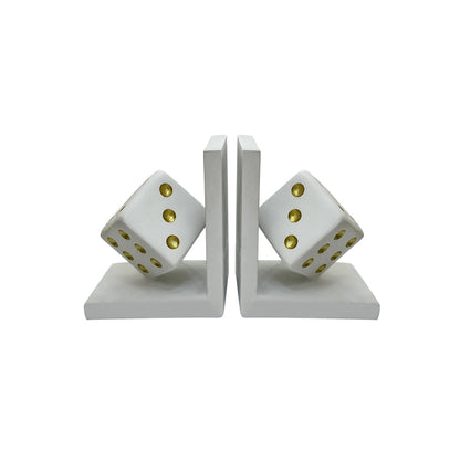 【Pre-order: 30-day lead time | MOQ: 120 units】Resin Dice Bookends | Black/White | Artistic Home Collection