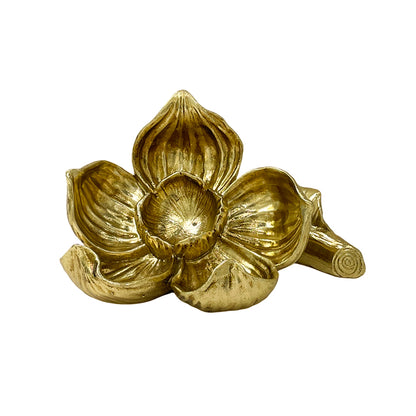 【Pre-order: 30-day lead time | MOQ: 120 units】Gold color Lotus - Shaped Resin Candle Holder | Artistic Home Collection