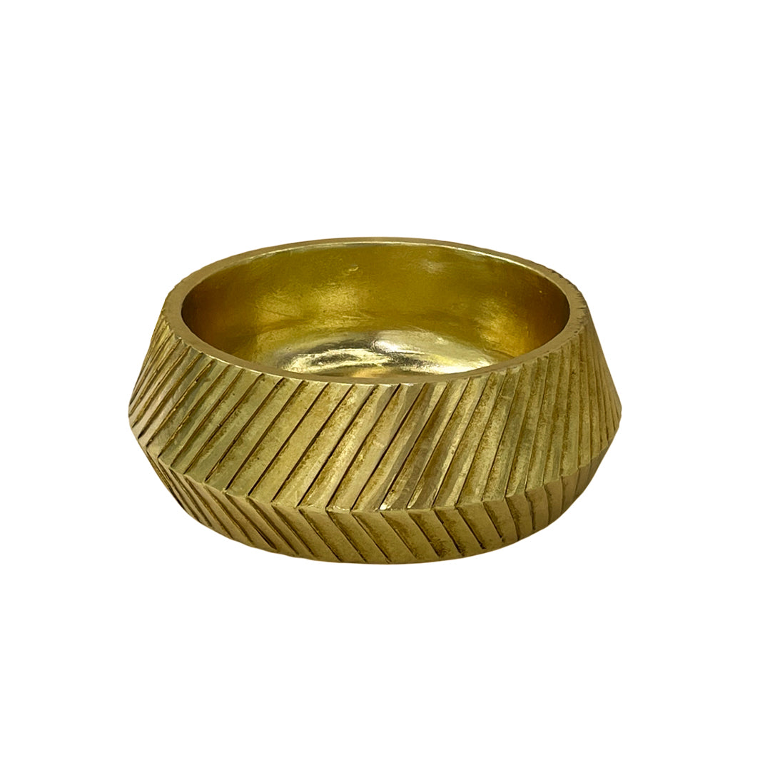 【Pre-order: 30-day lead time | MOQ: 120 units】Gold color Diagonal-Ridged Resin Tray | Artistic Home Collection