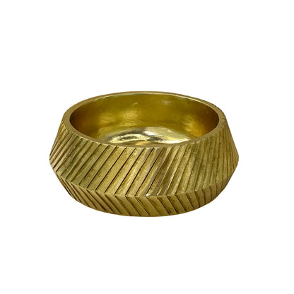 【Pre-order: 30-day lead time | MOQ: 120 units】Gold color Diagonal-Ridged Resin Tray | Artistic Home Collection