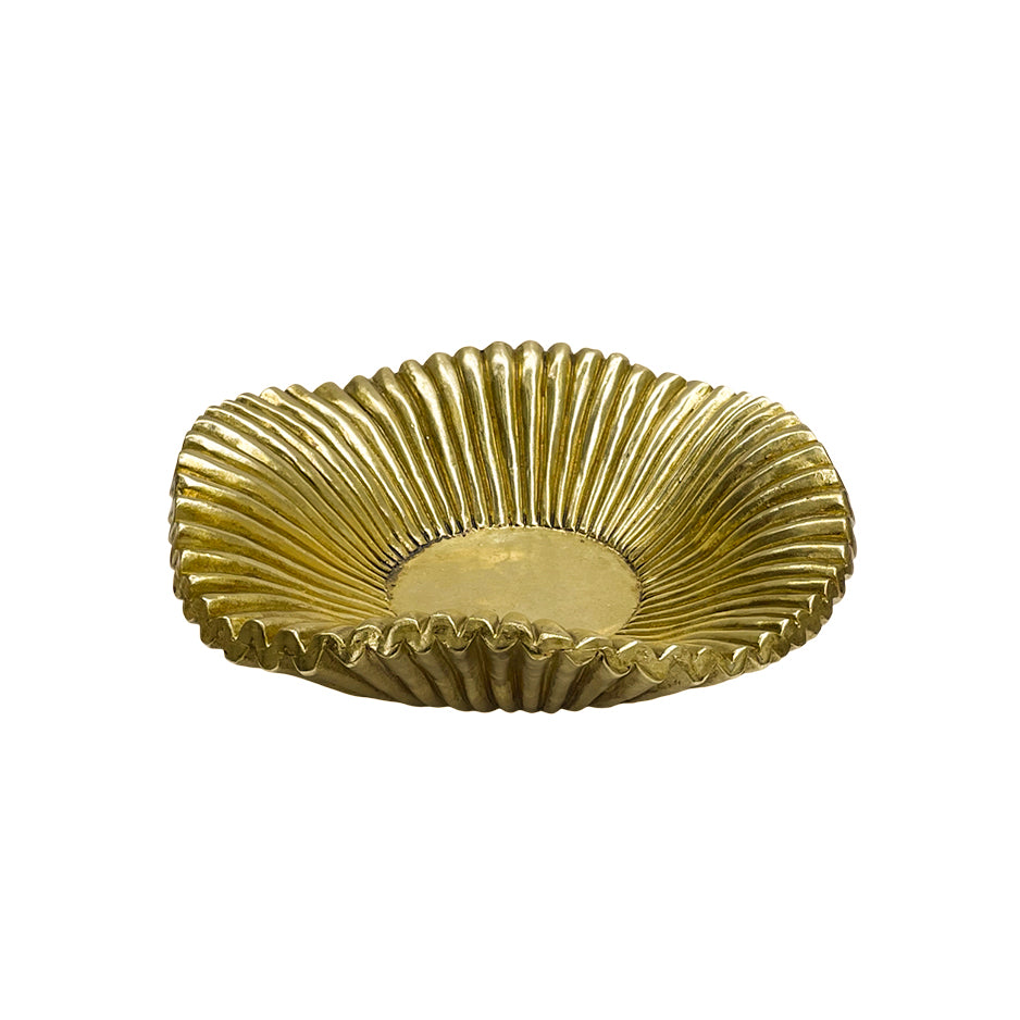 【Pre-order: 30-day lead time | MOQ: 120 units】Gold color Radiant-Ridged Resin Tray | Artistic Home Collection