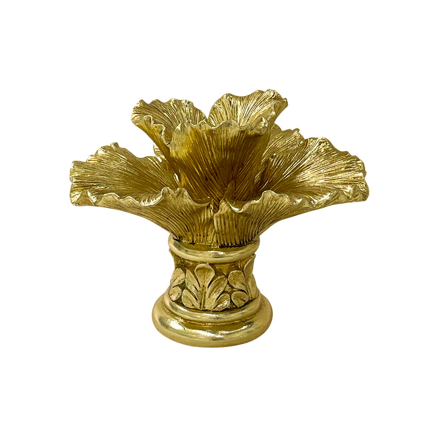 【Pre-order: 30-day lead time | MOQ: 120 units】Gold color Tiered Petal Resin Candle Holder | Artistic Home Collection