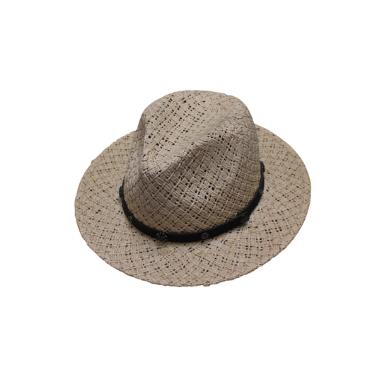IGO2508386 Rivet Black - Band Straw Fedora Hat