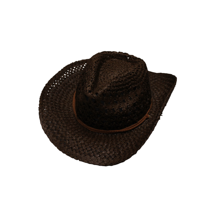 IGO2508391 Dark Brown Hemp Rope Straw Fedora Hat
