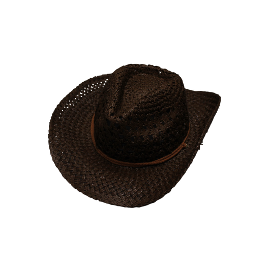 IGO2508391 Dark Brown Hemp Rope Straw Fedora Hat
