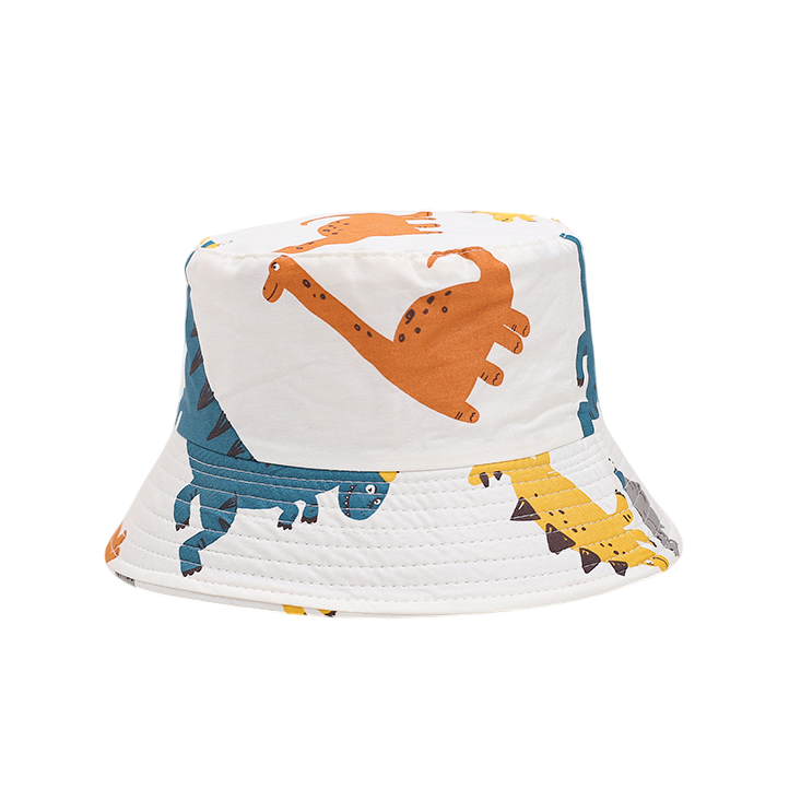 IGO2508403 Colorful Dinosaur Printed White Bucket Hat