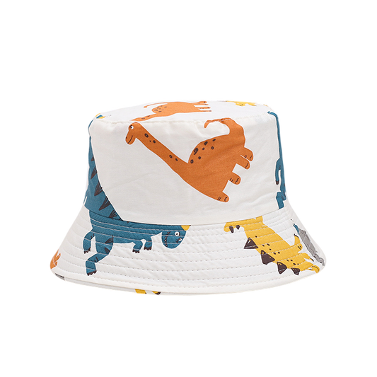 IGO2508403 Colorful Dinosaur Printed White Bucket Hat