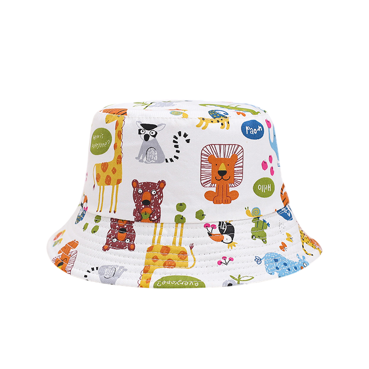 IGO2508404 Multi - Animal Printed White Bucket Hat