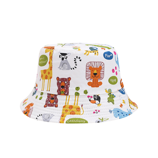 IGO2508404 Multi - Animal Printed White Bucket Hat