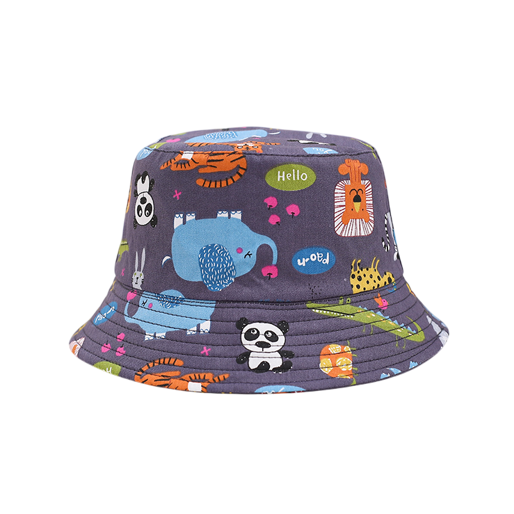 IGO2508405 Dark Grey Multi - Animal Printed Bucket Hat