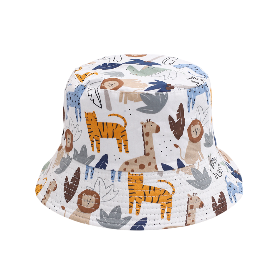 IGO2508412 White Safari Animal Printed Bucket Hat