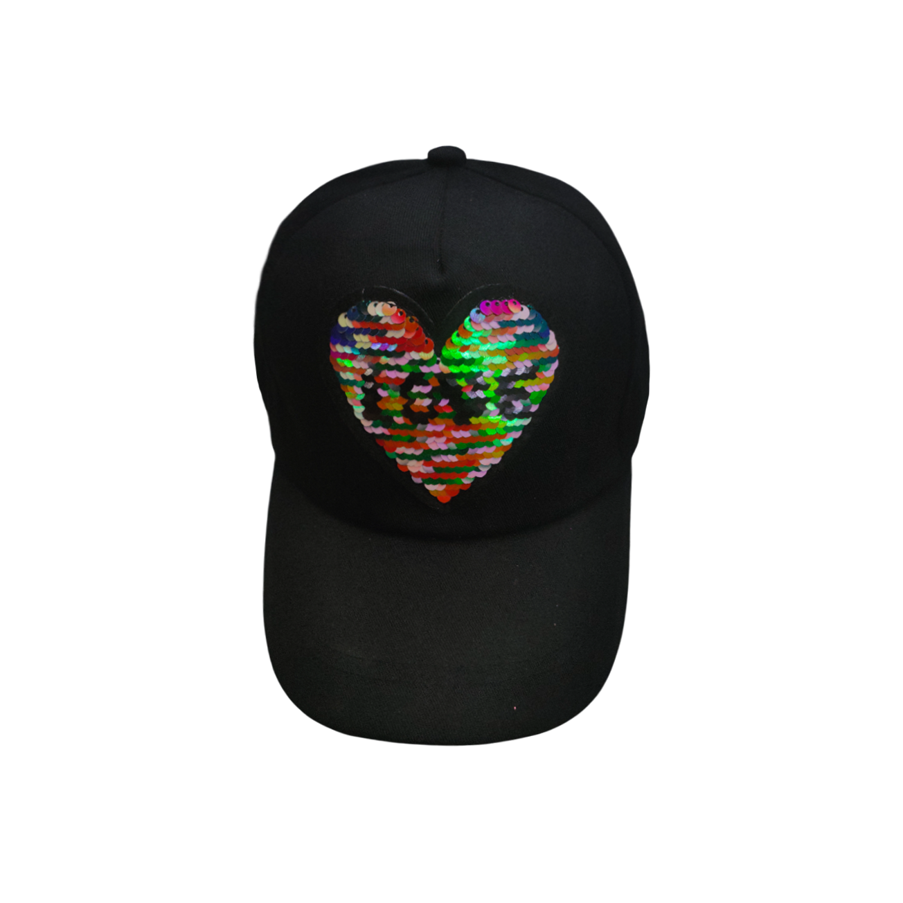 IGO2508419 Sequin Heart "LOVE" Print Black Baseball Cap