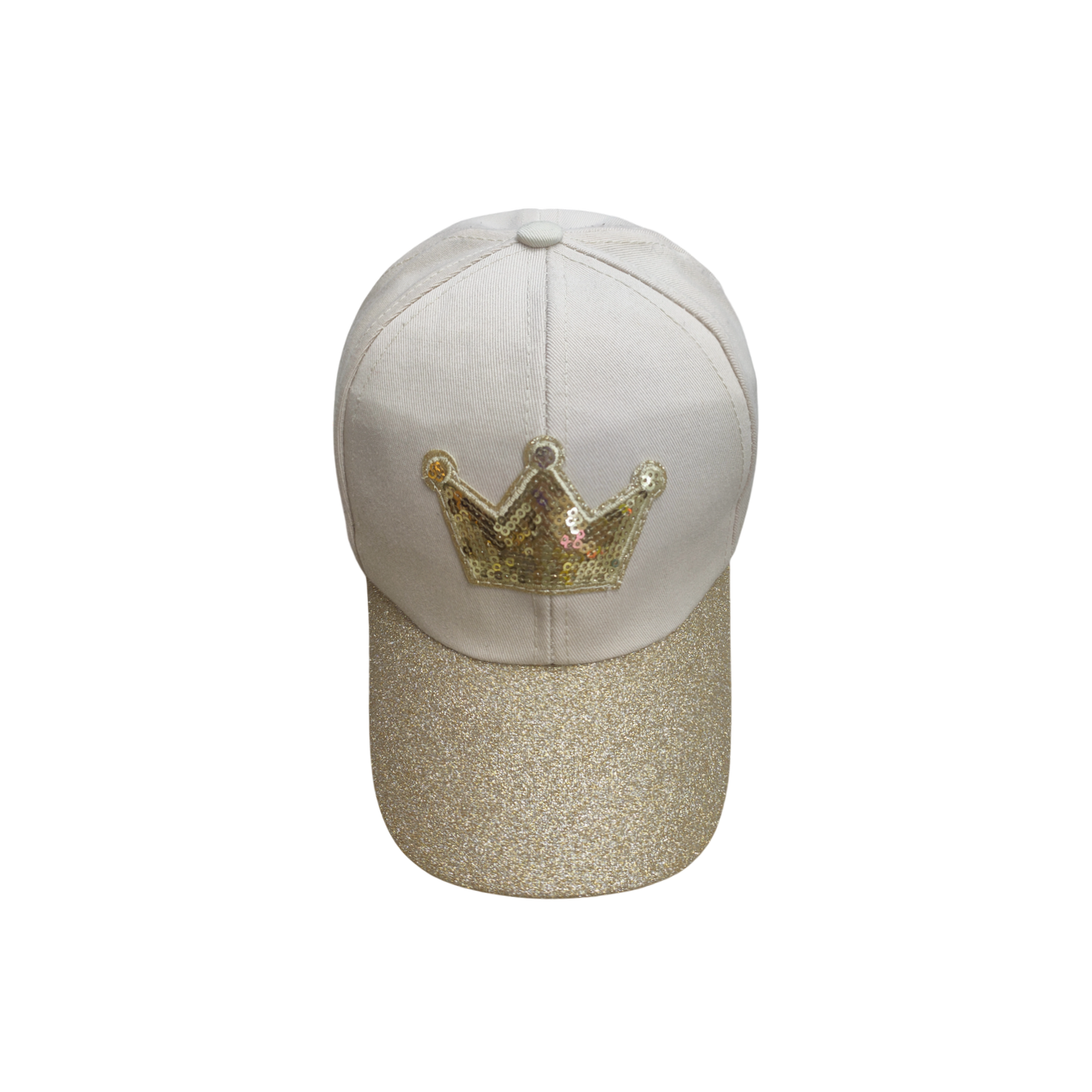 IGO2508420 Sequin Crown Decoration and Glitter Brim Off - White Baseball Cap