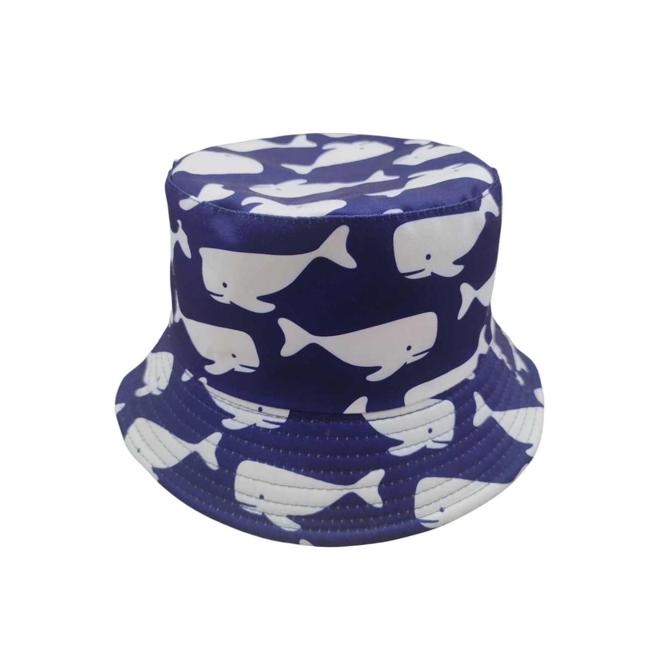IGO2508424 Dark Blue with White Whale Pattern Bucket Hat