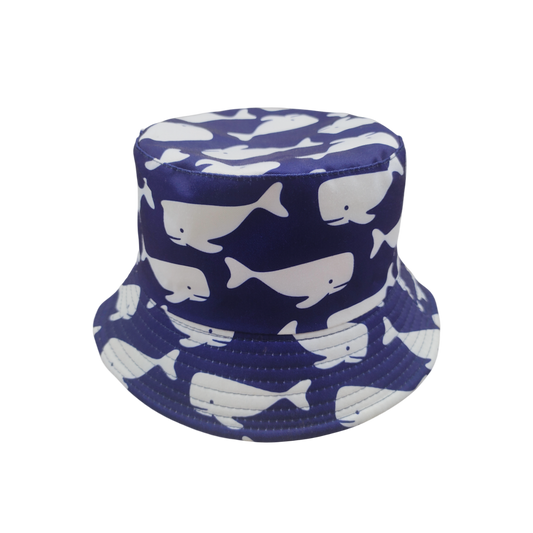 IGO2508424 Dark Blue with White Whale Pattern Bucket Hat