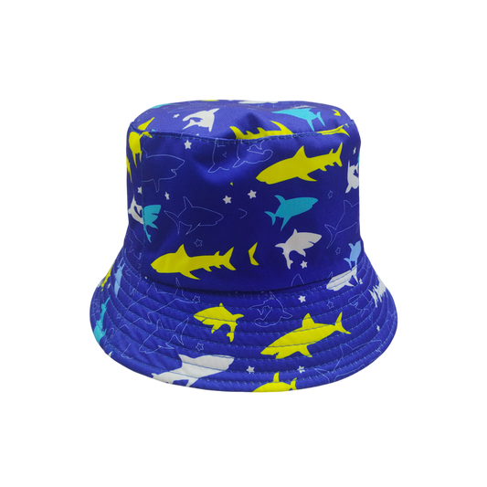 IGO2508425 Dark Blue with Shark and Star Pattern Bucket Hat