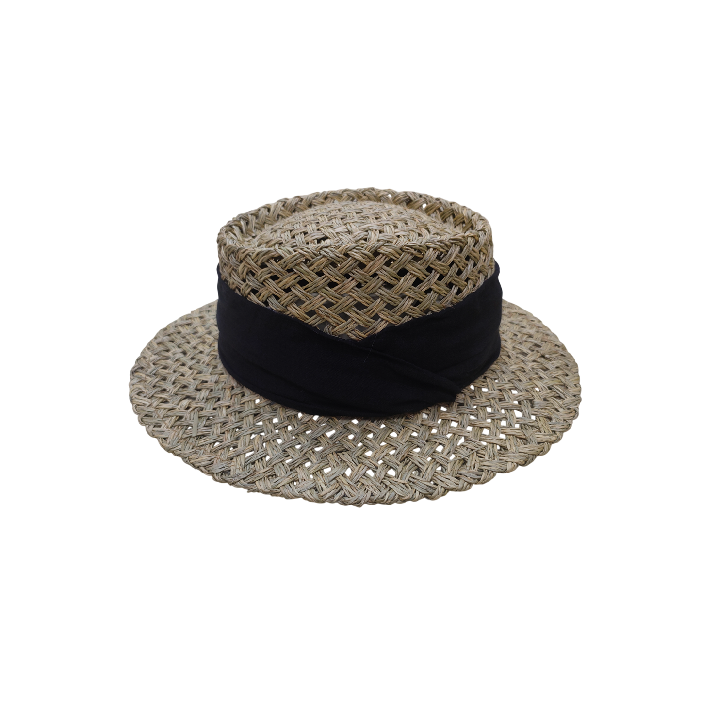 IGO2508436 Black Band Straw Fedora Hat