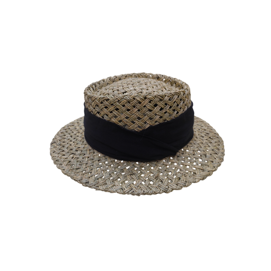 IGO2508436 Black Band Straw Fedora Hat