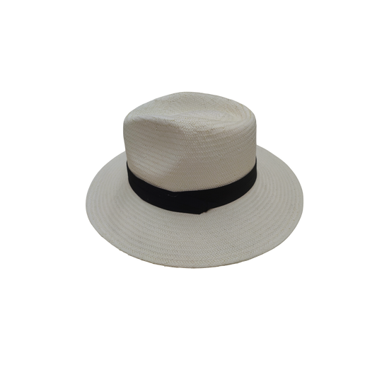 IGO2508437 White with Black Band Straw Fedora Hat