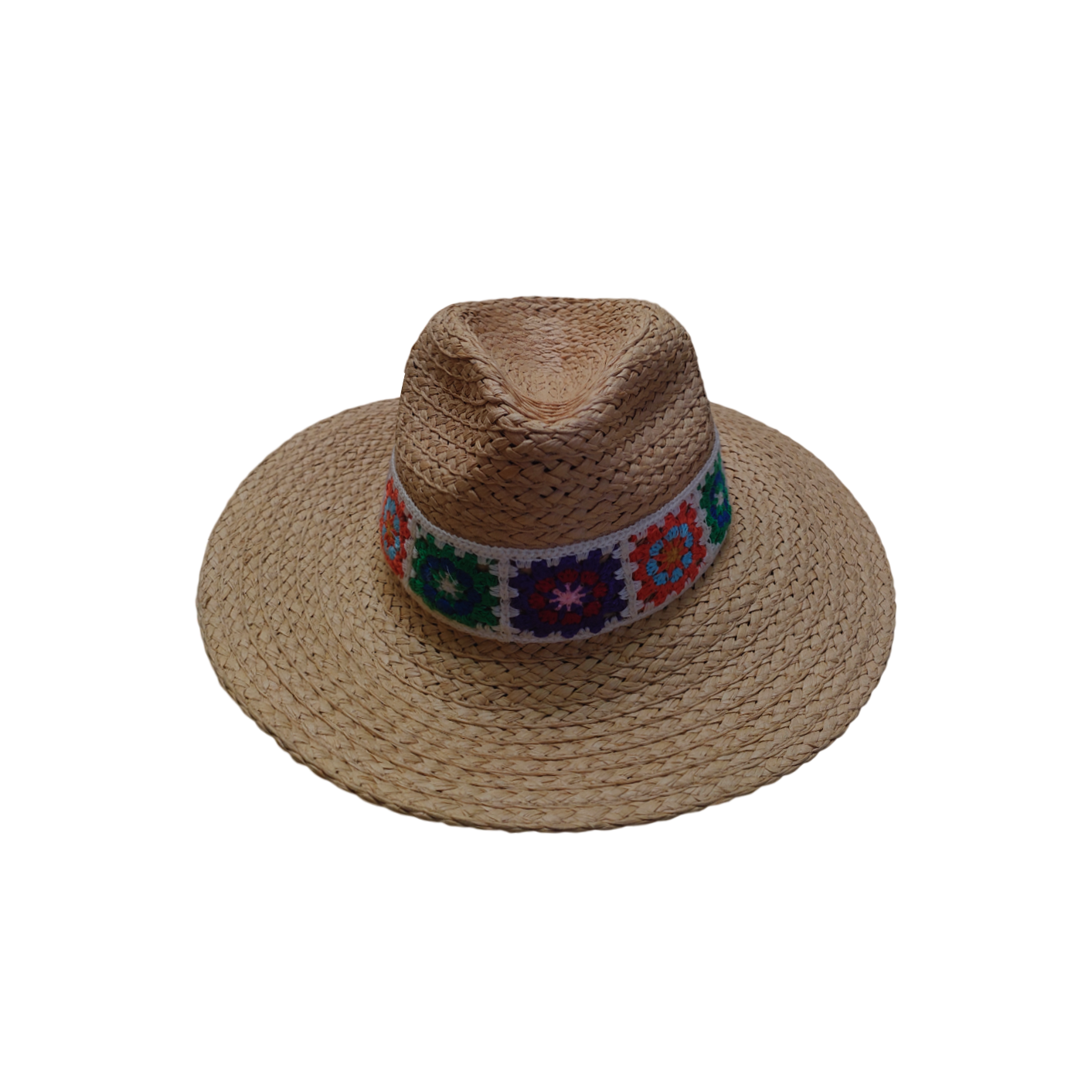 IGO2508444 Colorful Embroidered Band Straw Fedora Hat