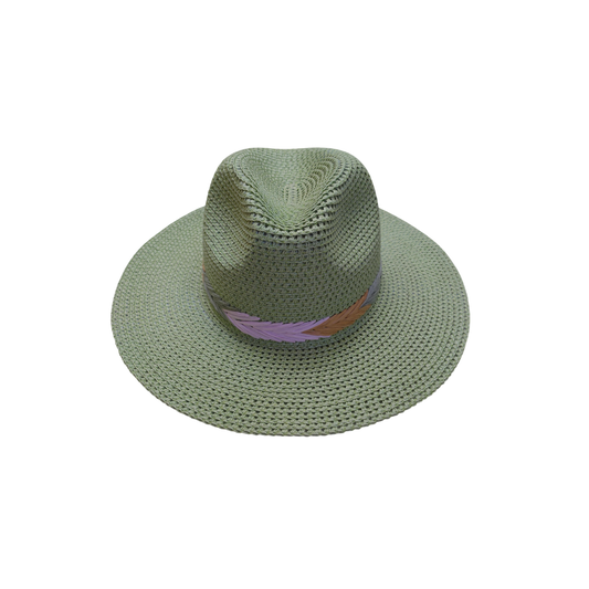 IGO2508449 Colorful Feather Woven Band Straw Fedora Hat