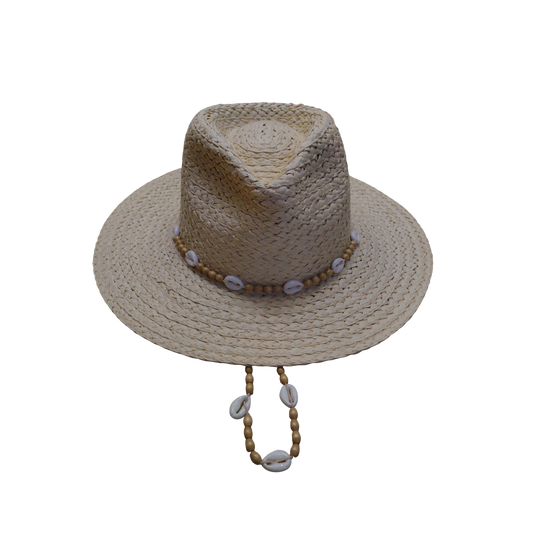 IGO2508450 Shell Beads Straw Fedora Hat